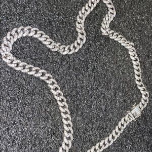 Sterling Silver 22” Cuban Link Chain Diamond Coated